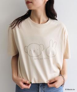 Футболка с короткими рукавами, бархатный принт Miffy, бежевый