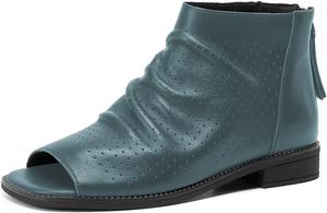 Женские ботильоны FSJ с открытым носком, расслабленные с низким квадратным каблуком, с закрученными вставками, вырезами и молнией, удобные туфли на каблуке, размеры 4-15 US, Cyan