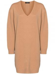 Fabiana Filippi трикотажное платье с V-образным вырезом, нейтральный цвет