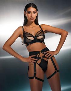 Бюстгальтер-сетка Alexa с толстыми бретельками черного цвета Wolf & Whistle