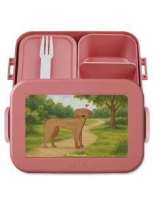 Mr. & Mrs. Panda Ланч-бокс бенто с изображением собаки (немецкий дог) без слогана, пастельно-красного цвета