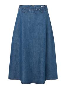 широкая джинсовая юбка с поясом из средне-синего денима More & More