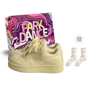 PARK DANCE Женские низкие скейтерские кремово-желтые с носками в подарок, цвет Yellow Cream+Box+Gift Socks