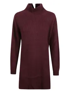 Платье в рубчик с воротником-гольф Dondup, красный