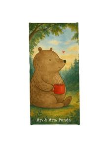 Mr. & Mrs. Panda Пляжное полотенце с изображением медведя и кофе, без слогана, белого цвета