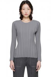 Вязаный топ в рубчик Pleats Please Issey Miyake, серый