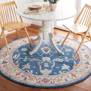 Ковер SAFAVIEH, 183 x 183 см, Anatolia Collection Blue/Ivory AN513M ручной работы из премиальной шерсти для прихожей, гостиной, спальни или кухни