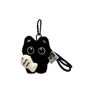XIWANTONG Креативная милая очаровательная плюшевая кукла с большими глазами Black Cat, подвеска, высота 12см