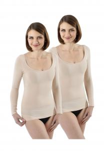 Нижняя рубашка с длинными рукавами, двойная упаковка, глубокий круглый вырез ALBERTKREUZ, бежевый