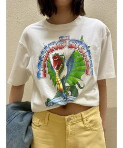 Футболка укороченная, плотная, с принтом The Rolling Stones GAP, кремовая