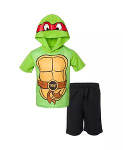 Футболка и шорты с рисунком Little Boys Raphael Teenage Mutant Ninja Turtles, зеленый
