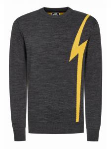 Rusty Neal Вязаный свитер Flash с круглым вырезом, антрацитово-желтого цвета
