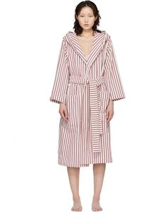 Tekla Белый и красный махровый халат с капюшоном