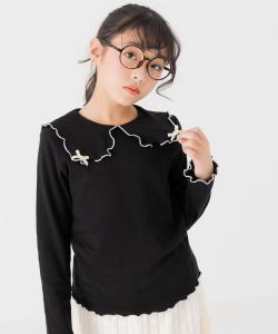 Топ с длинными рукавами и большим воротником в рубчик Chil2, цвет Black