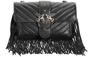 PINKO Кожаная сумка через плечо женская черная