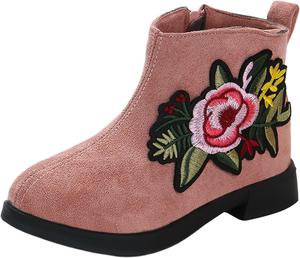 Ботильоны IWIHMIV с низким каблуком для девочек, ботильоны с боковой молнией для малышей, зимние ботинки для маленьких девочек, ботильоны для девочек, Q1-Pink