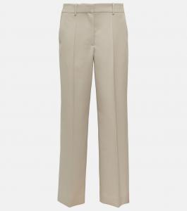 Прямые шерстяные брюки с высокой посадкой The Row, бежевый