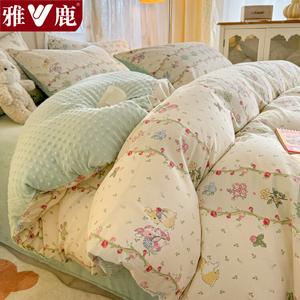 Yalu Зимнее одеяло 200х230 см, хлопковый вельвет, съемный пододеяльник и наполнитель ~3,5 кг, дизайн Strawberry Rabbit