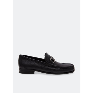 Лоферы FERRAGAMO Grandioso leather moccasins, черный