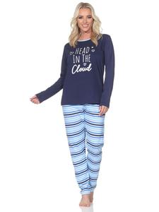 NORMANN Пижама с длинными рукавами в полоску, большие размеры 126 10 802, темно-синего цвета
