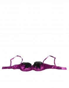 Фиолетовый шелковый бюстгальтер-балконет на косточках, нижнее белье Dolce & Gabbana
