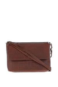 Сумка на плечо 'Valentina' из натуральной кожи с клапаном и принтом под крокодила Ashwood Leather, коричневый