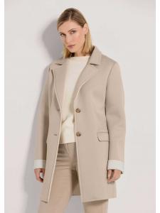 MADELEINE Длинное пальто из двухслойного трикотажа берберского/бежевого цвета