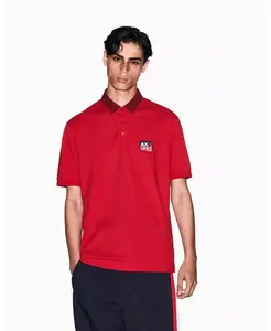 Мужская поло с графическим принтом и контрастной отделкой воротника A|X Armani Exchange, синий