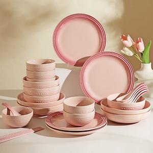 MONAZONE свадебный набор, 2-персонный набор, розовый + 24 см розовая эмалированная кастрюля, для современных хозяек, домашнее использование, набор посуды, подарок на новоселье