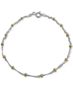 Браслет-Цепочка с бисером в сингапурском стиле из стерлингового серебра с покрытием из 18-каратного золота, созданный для Macy's Giani Bernini, two-tone