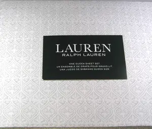 Комплект Постельного белья Lauren Ralph Lauren Queen Size с Принтом в виде Медальона из 100% хлопка Светло-серого и белого цветов, синий/серый/белый