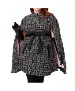 Пальто-накидка Savile Row больших размеров Smak Parlour, Black tweed