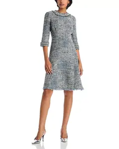 Твидовое платье с вышивкой Teri Jon By Rickie Freeman, мультиколор