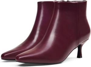 Женские ботильоны GENSHUO с заостренным носком, невысоким каблуком 2,75 дюйма, на осень и зиму, с боковой молнией для работы, вечеринок или повседневной элегантности, 5Cm Reddish Brown