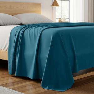 Mellanni Простыня Queen (152x203 см), очень мягкая, охлаждающая, устойчива к смятию, выцветанию и пятнам, бирюзовый цвет