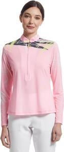 Топ Jamie Sadock Sunsense Strings Print Long Sleeve 1/4 Zip Sun Protection Top, розовый
