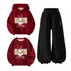 Детский костюм Tang с круглым вырезом и толстым воротником Disney, [thickened and fleece-lined]dihe look бордовый+di joy k черный+dihe look бордовый