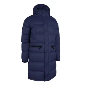 Детская удлинённая пуховая куртка Kipsta CN500 сине-чёрная