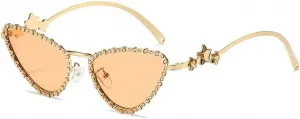 Солнцезащитные очки Melrose Crystal Shiny Cat Eye для женщин, винтажный стиль, роскошные солнцезащитные очки со стразами, женская модель 3764, Orange