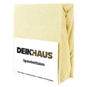 Простыня на резинке из махрового хлопка, приятная к телу ткань, на резинке, кремового цвета, 90 х 200 см DH DEIN . HAUS