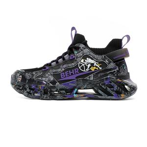 Амортизирующие износостойкие дышащие противоскользящие беговые кроссовки Unisex черный золотой фиолетовый MEKY