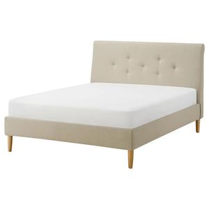 Каркас кровати с мягкой обивкой IDANÄS IKEA, 150x200 см, цвет naggen beige