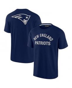 Мужская и женская темно-синяя супермягкая футболка New England Patriots с коротким рукавом Fanatics Signature, синий