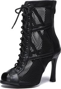 Женские босоножки на каблуке Minishion Sexy Dance с сеткой для вечеринок и мероприятий, L545 Black 10Cm Heel