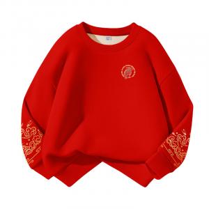 Детский свитшот с круглым вырезом Moderate WARRIOR, [fleece-linedкрасныйh fire cloud horse k+h right sleeve pattern золото-stamped k+h left sleeve pattern hot-stamped k