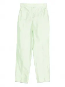 Шелковые брюки с завышенной талией MAX MARA, зеленый