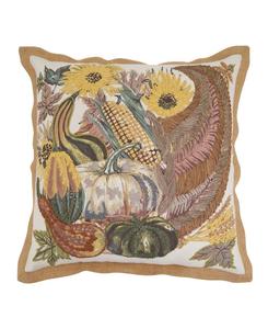Декоративная подушка с вышитым рогом изобилия, наполненная пухом, 20 x 20 дюймов Saro Lifestyle, Multi