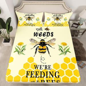 Erosebridal Комплект постельного белья Yellow Bee с медовыми сотами и подсолнухами для детей, Yellow