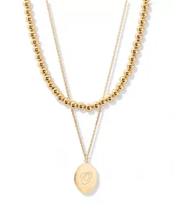 Позолоченный комплект из ожерелий с инициалами в форме овала Brook & York, gold-o