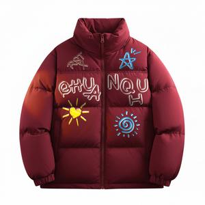 Пуховик Unisex с воротником стойкой утепленный HUANQIU, burgundy